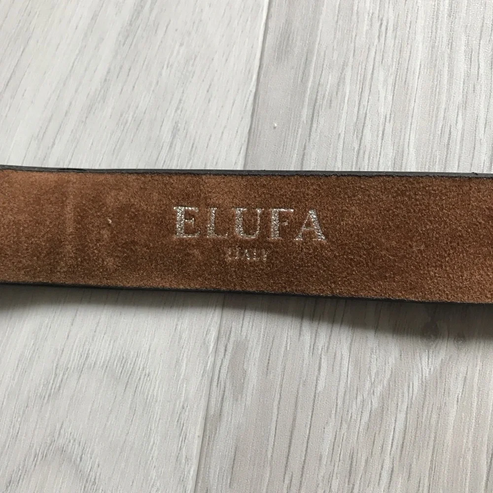 ELUFA BROWN LEATHER CASUAL BASIC BLANK BELT WOMENS SMALL